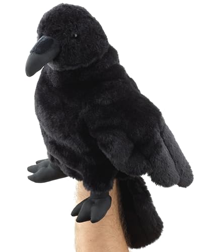 Uni-Toys - Handpuppe Rabe mit drehbarem Kopf - 31 cm (Höhe) - Plüsch-Puppe, Vogel - Plüschtier, Kuscheltier von Uni-Toys