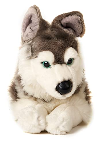 Uni-Toys - Husky, liegend - 40 cm (Länge) - Plüsch-Hund, Haustier - Plüschtier, Kuscheltier, Grau von Uni-Toys