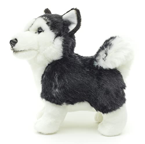 Uni-Toys - Husky Welpe schwarz, stehend (ohne Leine) - 21 cm (Länge) - Plüsch-Hund - Plüschtier, Kuscheltier von Uni-Toys