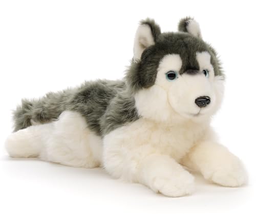 Uni-Toys - Husky grau, liegend - 38 cm (Länge) - Plüsch-Hund - Plüschtier, Kuscheltier von Uni-Toys