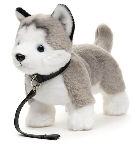 Uni-Toys - Husky grau, stehend (mit Leine) - 30 cm (Länge) - Plüsch-Hund - Plüschtier, Kuscheltier von Uni-Toys