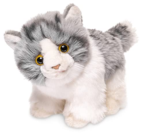 Uni-Toys - Kätzchen, stehend (grau-weiß) - 18 cm (Länge) - Plüsch-Katze - Plüschtier, Kuscheltier von Uni-Toys