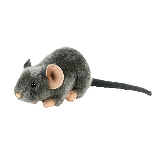 Uni-Toys Kuscheltier Maus liegend 17 cm (30 cm mit Schwanz) grau Plüschtier Plüschmaus von Uni-Toys