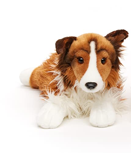 Uni-Toys - 'Maple' - Langhaarcollie, liegend - Gesicht weiß-braun - 41 cm (Länge) - Plüsch-Hund, Collie, Haustier - Plüschtier, Kuscheltier von Uni-Toys