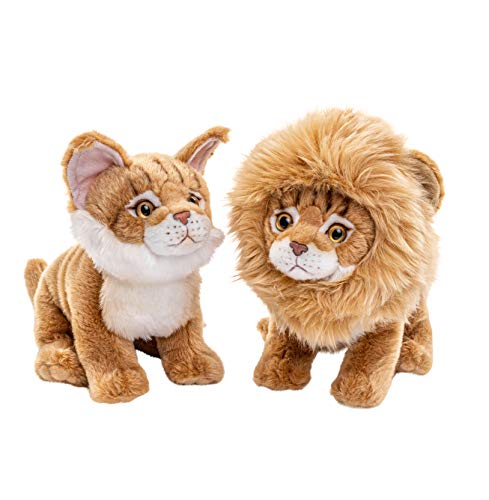 Uni-Toys - Maine-Coon-Katze mit aufsetzbarer Löwenmähne - 20 cm (Höhe) - Plüsch-Kätzchen - Plüschtier, Kuscheltier von Uni-Toys