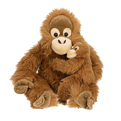 Uni-Toys - Orang-Utan mit Baby, sitzend - 30 cm (Höhe) - Plüsch-AFFE - Plüschtier, Kuscheltier von Uni-Toys