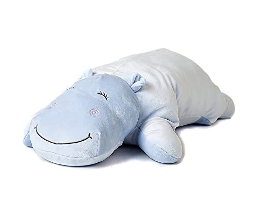 Uni-Toys - Plüsch-Kissen - Nilpferd hellblau - Ultra-weich - 56 cm (Länge) - Plüschtier, Kuscheltier von Uni-Toys