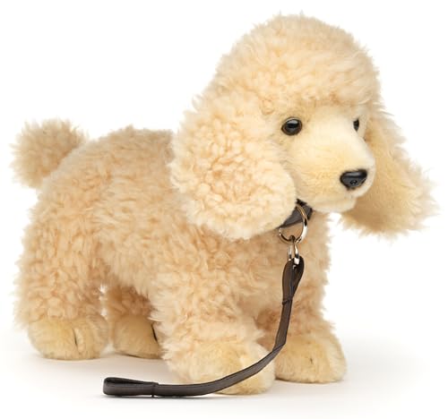 Uni-Toys - Pudel apricot, stehend (mit Leine) - 30 cm (Länge) - Plüsch-Hund - Plüschtier, Kuscheltier von Uni-Toys