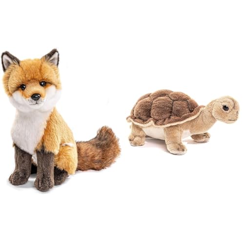 Uni-Toys - Rotfuchs klassisch - 27 cm (Höhe) - Plüsch-Fuchs, Waldtier - Plüschtier, Kuscheltier & - Landschildkröte - 19 cm (Länge) - Plüsch-Schildkröte - Plüschtier, Kuscheltier von Uni-Toys