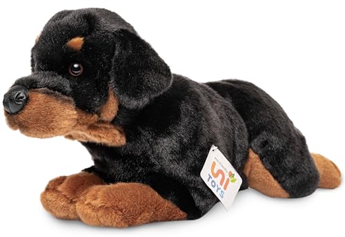 Uni-Toys - Rottweiler, liegend - 39 cm (Länge) - Plüsch-Hund, Haustier - Plüschtier, Kuscheltier, Schwarz-braun von Uni-Toys