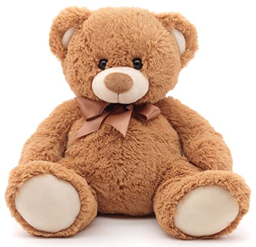 Uni-Toys - Teddy mit Schleife, Hellbraun - 36 cm (Höhe) - Plüsch-Bär, Teddybär - Plüschtier, Kuscheltier von Uni-Toys