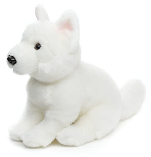 Uni-Toys - Weißer Schweizer Schäferhund Welpe, sitzend (ohne Leine) - 26 cm (Höhe) - Plüsch-Hund, Berger Blanc Suisse - Plüschtier, Kuscheltier von Uni-Toys