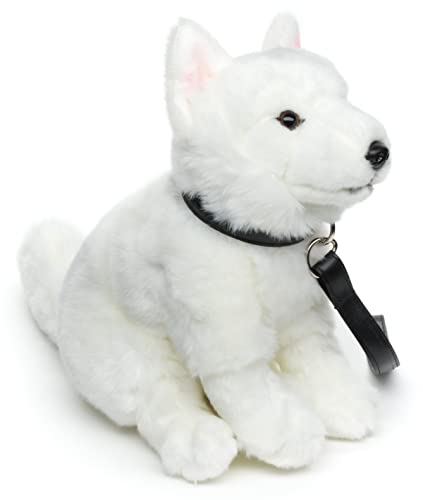 Uni-Toys - Weißer Schweizer Schäferhund Welpe, sitzend (mit Leine) - 26 cm (Höhe) - Plüsch-Hund, Berger Blanc Suisse - Plüschtier, Kuscheltier von Uni-Toys