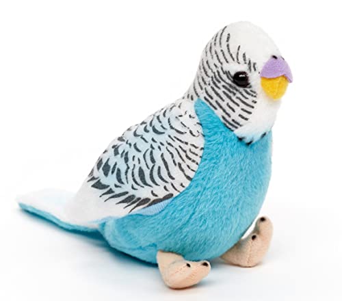 Uni-Toys - Wellensittich ohne Stimme (blau) - 12 cm (Höhe) - Plüsch-Vogel - Plüschtier, Kuscheltier von Uni-Toys