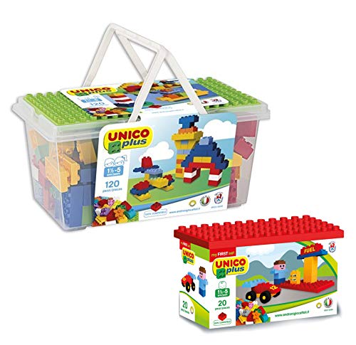 Unico Plus 8502 Box 120 TLG 8597 Tankstelle mit Auto Figur von Unico