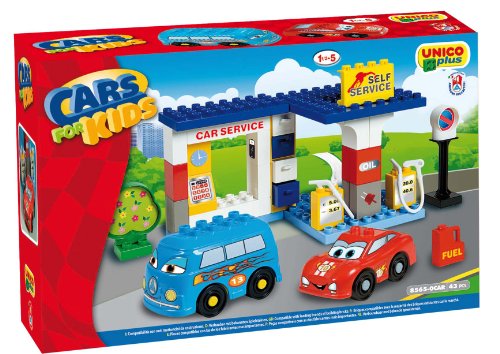 Unico 8565-0000 8565-0CAR Cars for Kids-Tankstelle 43 Stück 8565, Mehrfarbig von Unico