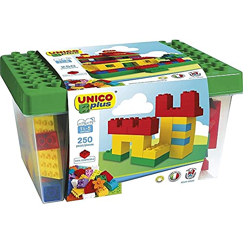 Unico Plus 8525 – Box mit Bausteinen, 18 Monate - 5 Anni (250 Teile) von Unico