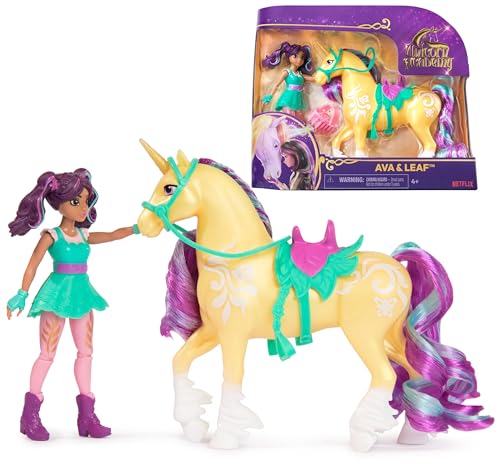 Unicorn Academy AVA und Einhorn Leaf Set - ca. 12 cm große Originalfiguren zur beliebten Netflix Serie mit Zwei Accessoires und Haarbürste für fantasievolles Rollenspiel, für Kinder ab 4 Jahren von Unicorn Academy