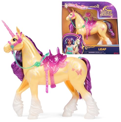 Unicorn Academy Einhorn Leaf - 28 cm groß, Original-Einhorn von Ava zur Netflix-Serie, mit echter Mähne und Schweif, abnehmbarem Zaumzeug und Sattel sowie Bürste, für Kinder ab 4 Jahren Unicorn Academy Einhorn Leaf - 28 cm groß, Original-Einhorn von Ava zur Netflix-Serie, mit echter Mähne und Schweif, abnehmbarem Zaumzeug und Sattel sowie Bürste, für Kinder ab 4 Jahren von Unicorn Academy