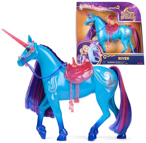 Unicorn Academy Einhorn River - 28 cm groß, Original-Einhorn von Isabel zur Netflix-Serie, mit echter Mähne und Schweif, abnehmbarem Zaumzeug und Sattel sowie Bürste, für Kinder ab 4 Jahren Unicorn Academy Einhorn River - 28 cm groß, Original-Einhorn von Isabel zur Netflix-Serie, mit echter Mähne und Schweif, abnehmbarem Zaumzeug und Sattel sowie Bürste, für Kinder ab 4 Jahren von Unicorn Academy