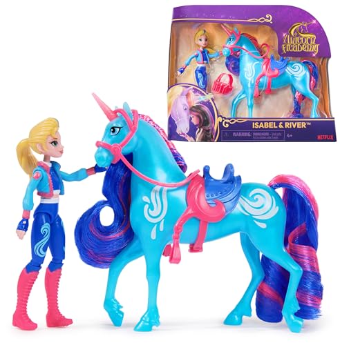 Unicorn Academy Isabel und Einhorn River Set - ca. 12 cm große Originalfiguren zur beliebten Netflix Serie mit Zwei Accessoires und Haarbürste für fantasievolles Rollenspiel, für Kinder ab 4 Jahren von Unicorn Academy