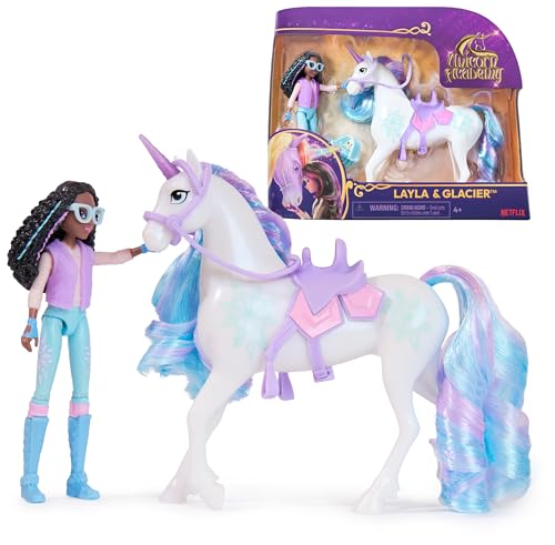 Unicorn Academy Layla und Einhorn Glacier Set - ca. 12 cm große Originalfiguren zur beliebten Netflix Serie mit Zwei Accessoires und Haarbürste für fantasievolles Rollenspiel, für Kinder ab 4 Jahren von Unicorn Academy