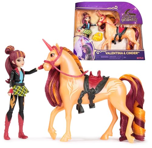 Unicorn Academy Valentina und Einhorn Cinder Set - ca. 12 cm große Originalfiguren zur beliebten Netflix Serie mit zwei Accessoires und Haarbürste für kreatives Rollenspiel, für Kinder ab 4 Jahren von Unicorn Academy