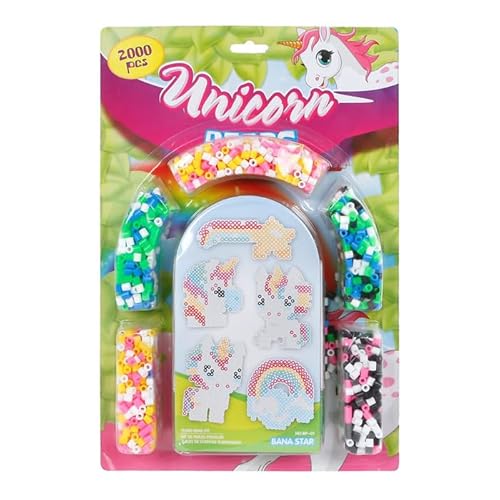 Bügelperlen Set Einhorn mit 4 Einlegeböden, 2000 Stück. von Unicorn