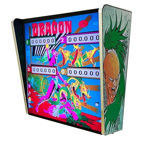 Backglass Pincab Flipper Pinball Dragon, ideal für die Dekoration von Gaming-Räumen, inklusive Fernbedienung mit verschiedenen Beleuchtungsmodi von Unicview