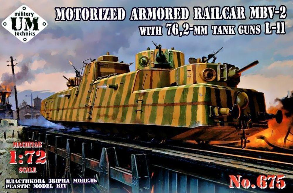 MBV-2 Motorized armored Railcar with 76,2-mm Tank guns L-11 von Unimodels