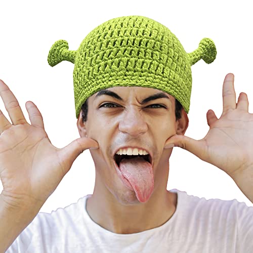 Union Power Shrek Hüte mit Ohren Erwachsene Cosplay Prop Halloween Cosplay Grün Beanie Hut Geschenke von Union Power