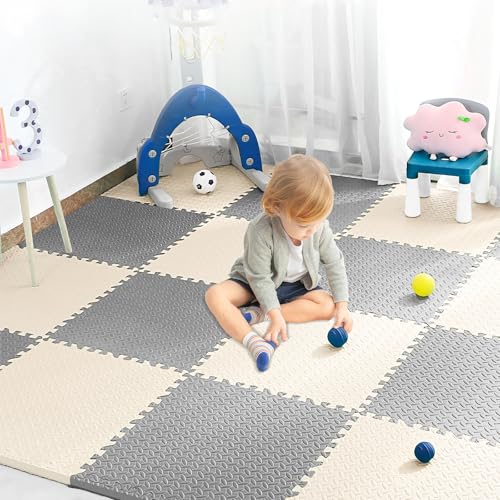 Unipampa Puzzlematte für Babys 20pcs, Spielmatte, Kinderspielteppich, Spielteppich für Baby, Puzzle Teppich, Abwaschbar Bodenschutzmatte, Pflegeleichte Baby Krabbelmatte, Weich rutschfest, 30x30cm von Unipampa