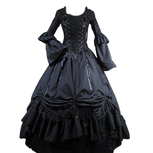 UniqKaliber Damen Gothic Viktorianisches Kleid aus dem 18. Jahrhundert Rokoko Ballkleid Vintage Kolonial Schnürkorsett Kleid für Mottoparty Cosplay von UniqKaliber