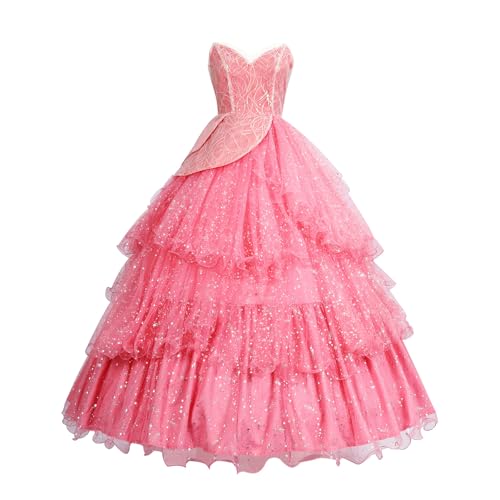 UniqKaliber Glinda Kleid für Erwachsene, Rosa Glinda Cosplay Kostüm Kleid Halloween Tanzparty Show für Frauen von UniqKaliber