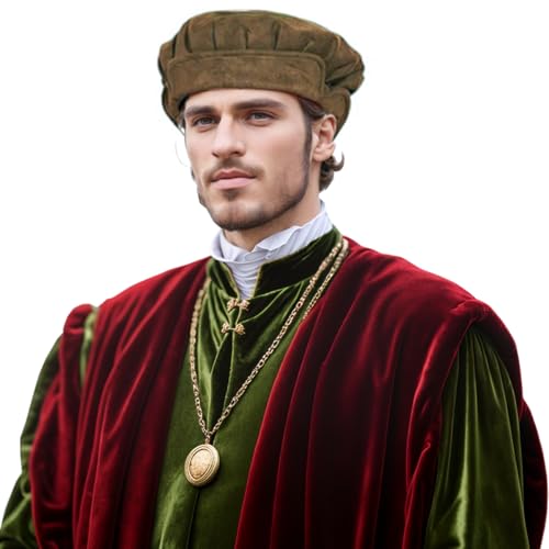 UniqKaliber Mittelalter Kostüm Zubehör Hut Renaissance Tudor Flat Caps Cosplay Party Barett für Mittelalter von UniqKaliber