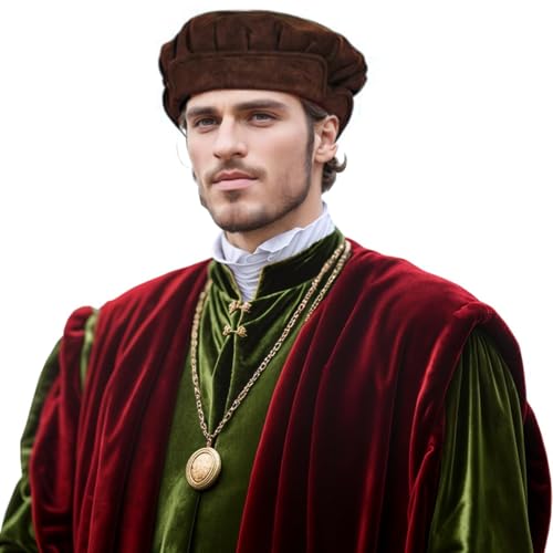 UniqKaliber Mittelalter Kostüm Zubehör Hut Renaissance Tudor Flat Caps Cosplay Party Barett für Mittelalter von UniqKaliber