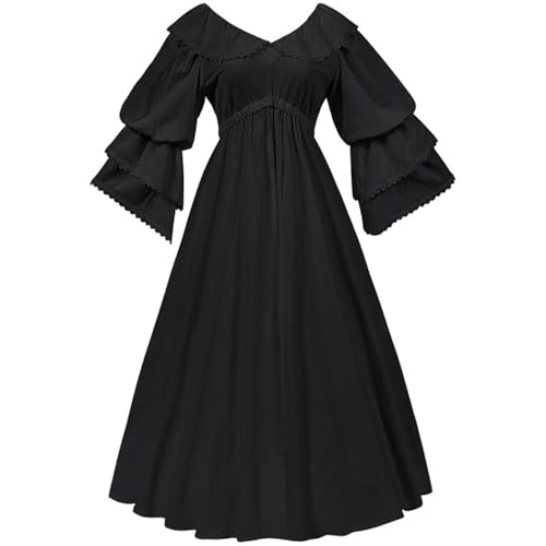 UniqKaliber Mittelalterliches Kleid für Damen, Glockenärmel, viktorianische Kleider, Maxi-Renaissance-Kostüm von UniqKaliber