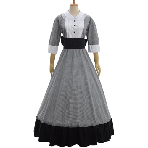 UniqKaliber Viktorianisches Vintage-Ballkleid für Damen, Dreiviertelärmel, Cosplay-Kostüm für Nachstellungen und Partys von UniqKaliber