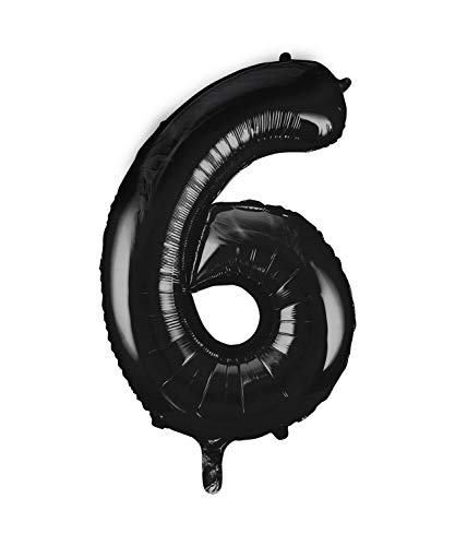 Unique Party Supplies 55866 Riesenzahl 6 Luftballon - 86 cm - Schwarz von Unique