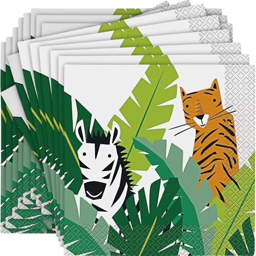 Papierservietten - 16,5 cm - Tiersafari-Party - Packung mit 16 Stück von Unique