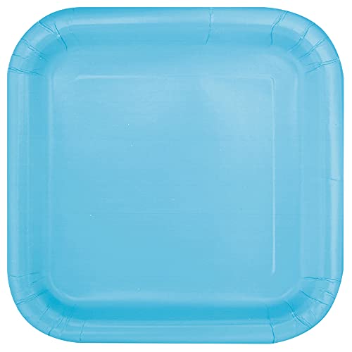 Unique Party 30900EU Quadratische Umweltfreundliche Pappteller-18 cm-Hellblau Farbe-Packung mit 16 Stück, Light Blue von Unique