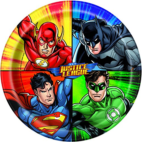 Unique 49965EU Justice League Umweltfreundliche Pappteller-23 cm Party-Packung mit 8 Stück, Multicolour, Medium von Unique