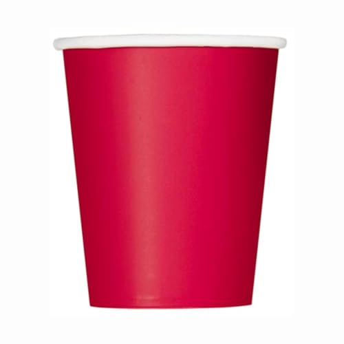 Unique 82164 Papierbecher-266 ml-Rot-14er-Pack, Red, Pack of 14 von Unique