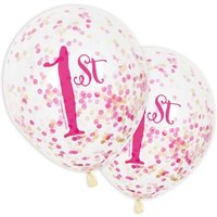 Konfetti-Ballons "1st" in pink, transparent, 6 Stk.,  30cm von Unique Party