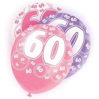 Latexballons Zahl 60 , lila/pink/weiß für Ballondeko, 30cm von Unique Party