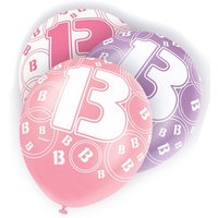 Latexballons für 13. Geburtstag, lila/pink/weiß, 30cm von Unique Party