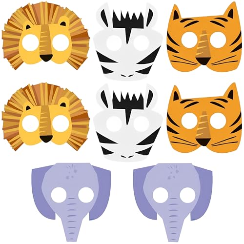 Papiermasken - Tiersafari-Party - 8er-Pack von Unique