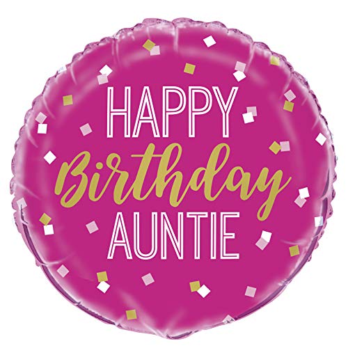 Unique Party 54039 54002 Folienballon Happy Birthday Auntie, 45,7 cm, Multi, Large von Unique Party