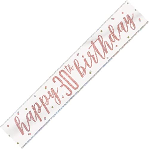 Unique 84854 - Geburtstagsbanner "Happy 30th Birthday" – 2,74 m – Glitz Roségold Party – 1 Stück (1 Stück) von Unique Party