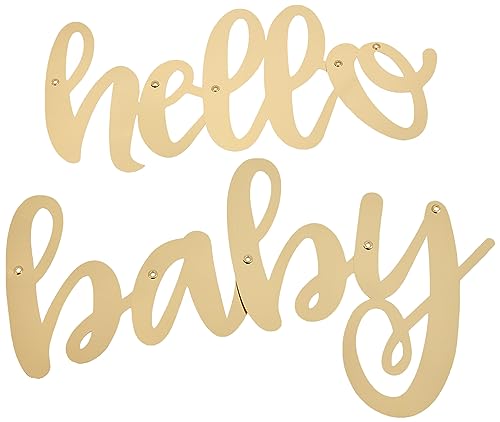 Unique Party 73527 Babypartybanner - 1,06 m - "Hello Baby" Goldene Babyparty - 2er-Satz von Unique